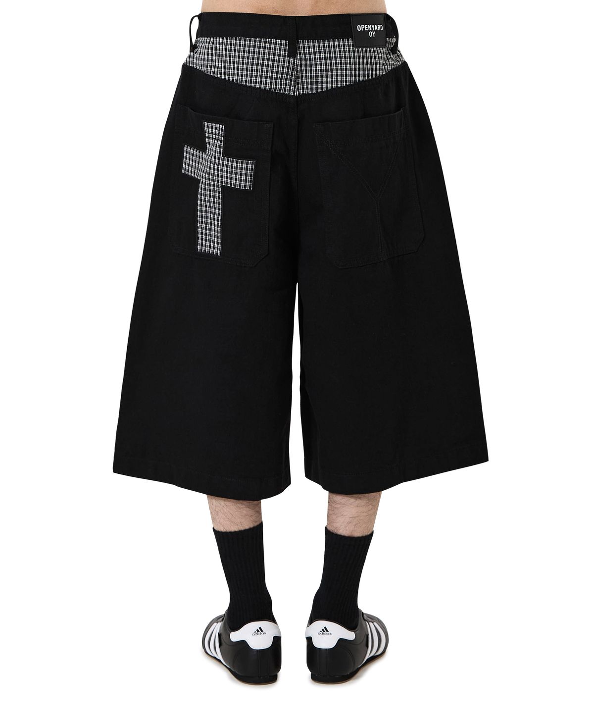 오픈야드(오와이)(OPENYARD(OY)) CHECK MIX WIDE SHORTS - BLACK