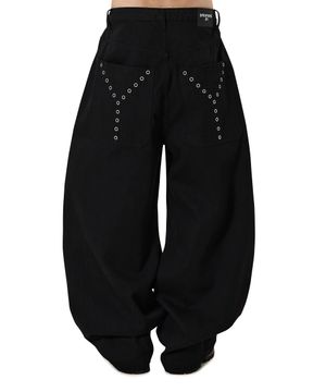 BULLET TUCK WIDE VOLUME PANTS - BLACK