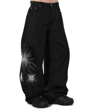 TWILIGHT BEAD WIDE VOLUME PANTS - BLACK
