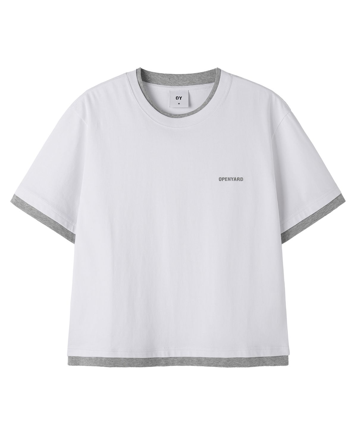 오픈야드(오와이)(OPENYARD(OY)) LAYERED BASIC CROP TEE - WHITE