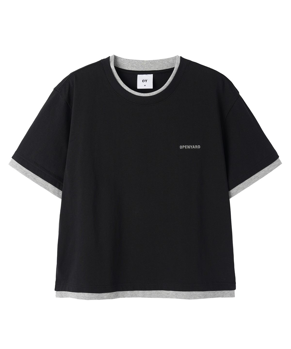오픈야드(오와이)(OPENYARD(OY)) LAYERED BASIC CROP TEE - BLACK