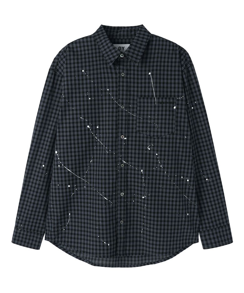 SPLATTERED CHECK SHIRT - VALHALLA BLACK