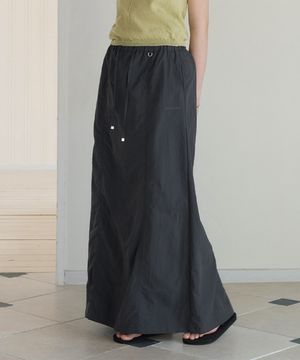 Mud Nylon Long Skirt - Charcoal