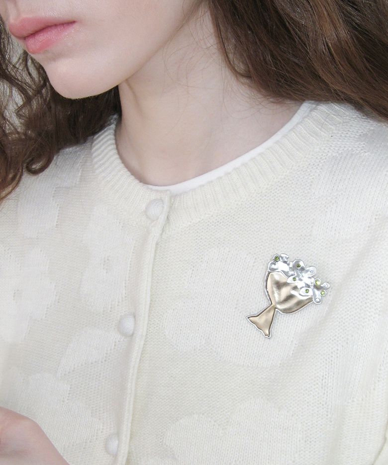 Potted Flower Brooch (Silver Gold)