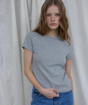 ESSENTIEL SLIM SPAN HALF SLEEVE T-SHIRT (MELANGE GRAY)