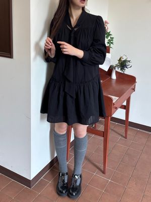 DARLENE bow neck dress_BLACK