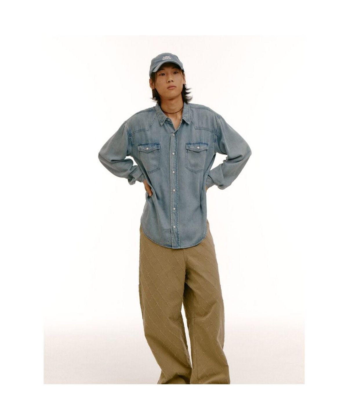 샌드 사운드(SAND SOUND) (UNISEX) 데님 셔츠  스카이 블루