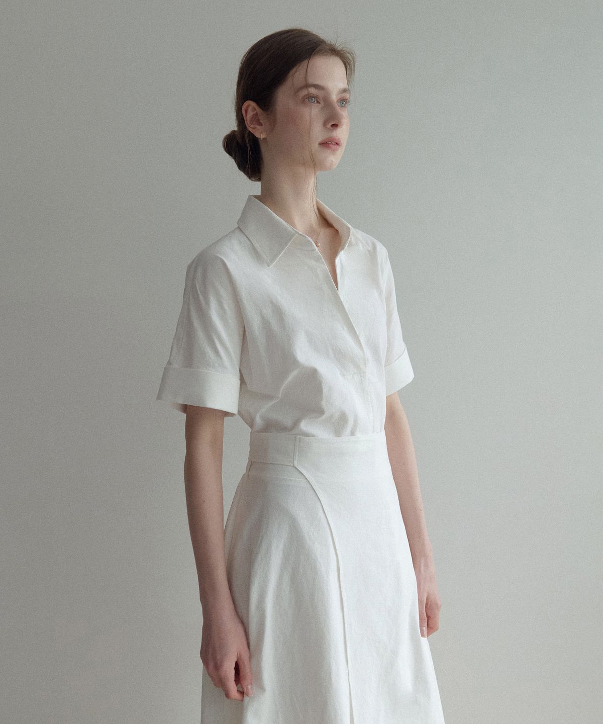 르나브(LENAV) Linen Snap kara one-piece (화이트)