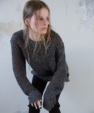 HANDMADE NET PULLOVER KNIT (CHARCOAL)