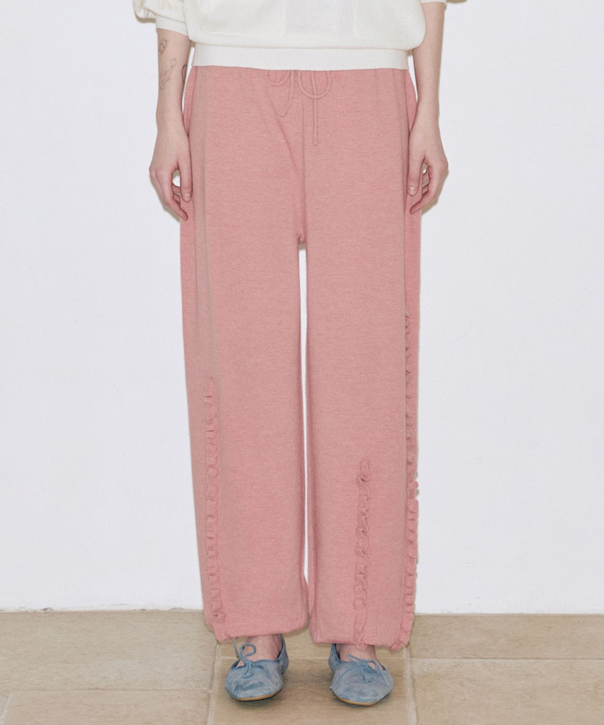 시눈(SINOON) Ruffle Easy Pants (Dusty Pink)