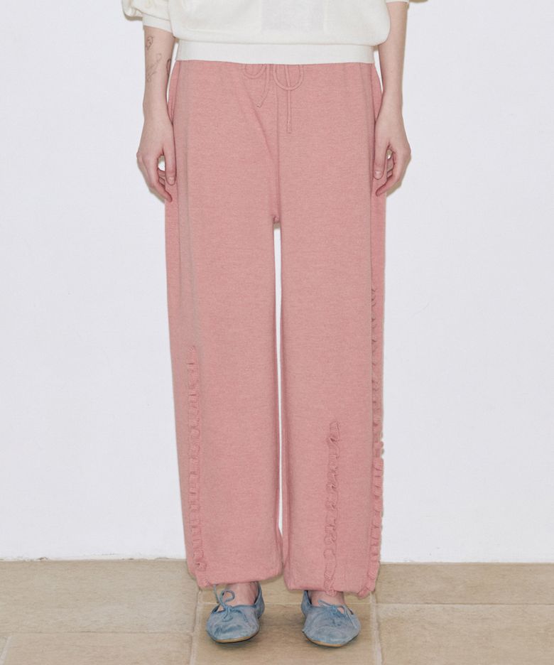 Ruffle Easy Pants (Dusty Pink)