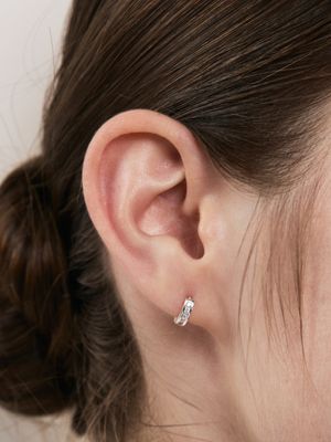 [sv925] bezel one-touch hoop earring