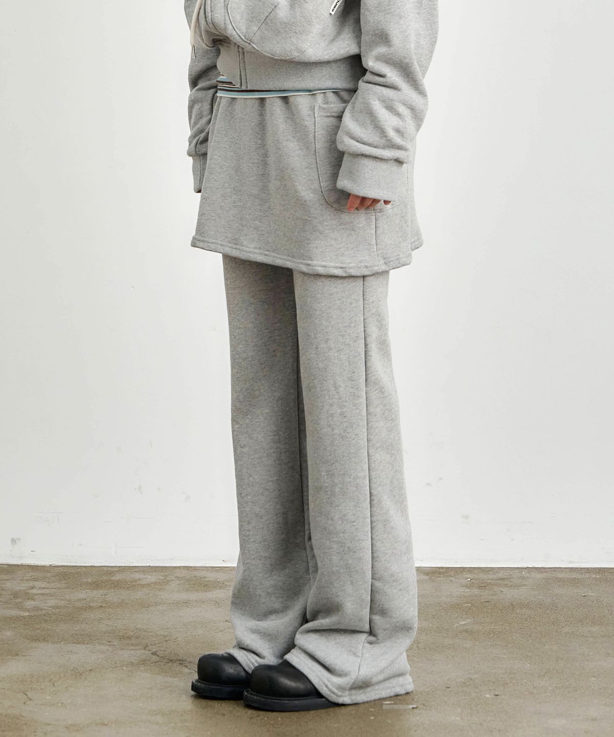 키지코(KIJIKO) ke611-Bootcut Skirt Pants Melange Gray