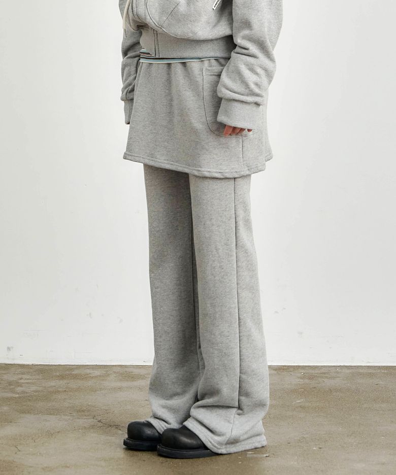 ke611-Bootcut Skirt Pants Melange Gray