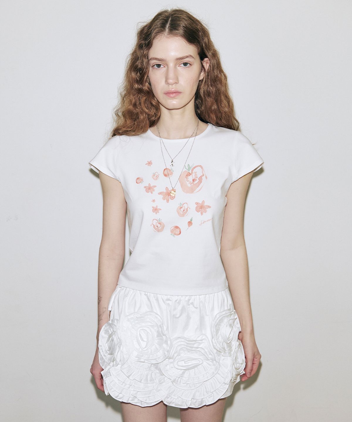 시눈(SINOON) [아일릿 민주 착용] SN Tomato Flower T-Shirt (White)