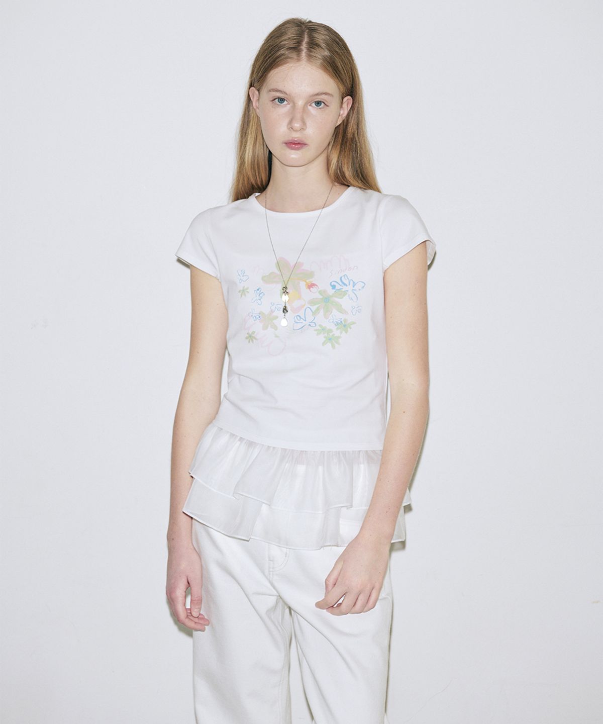 시눈(SINOON) SN Pastel Flower T-Shirt (White)