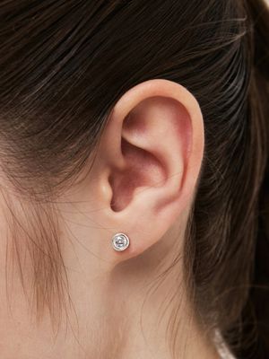 [sv925] solo bezel round studs earring