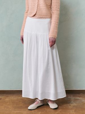 CAMILLE flare long skirt_WHITE