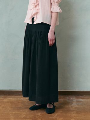 CAMILLE flare long skirt_BLACK