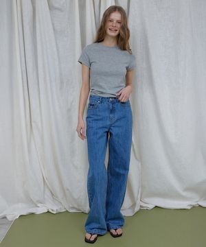 [소라 PICK] LONQUE SEMI WIDE FIT DENIM PANTS_JEANS (MEDIUM BLUE)