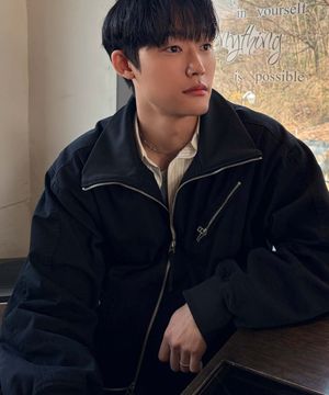 빈티지코튼 하이넥 블루종_BLACK