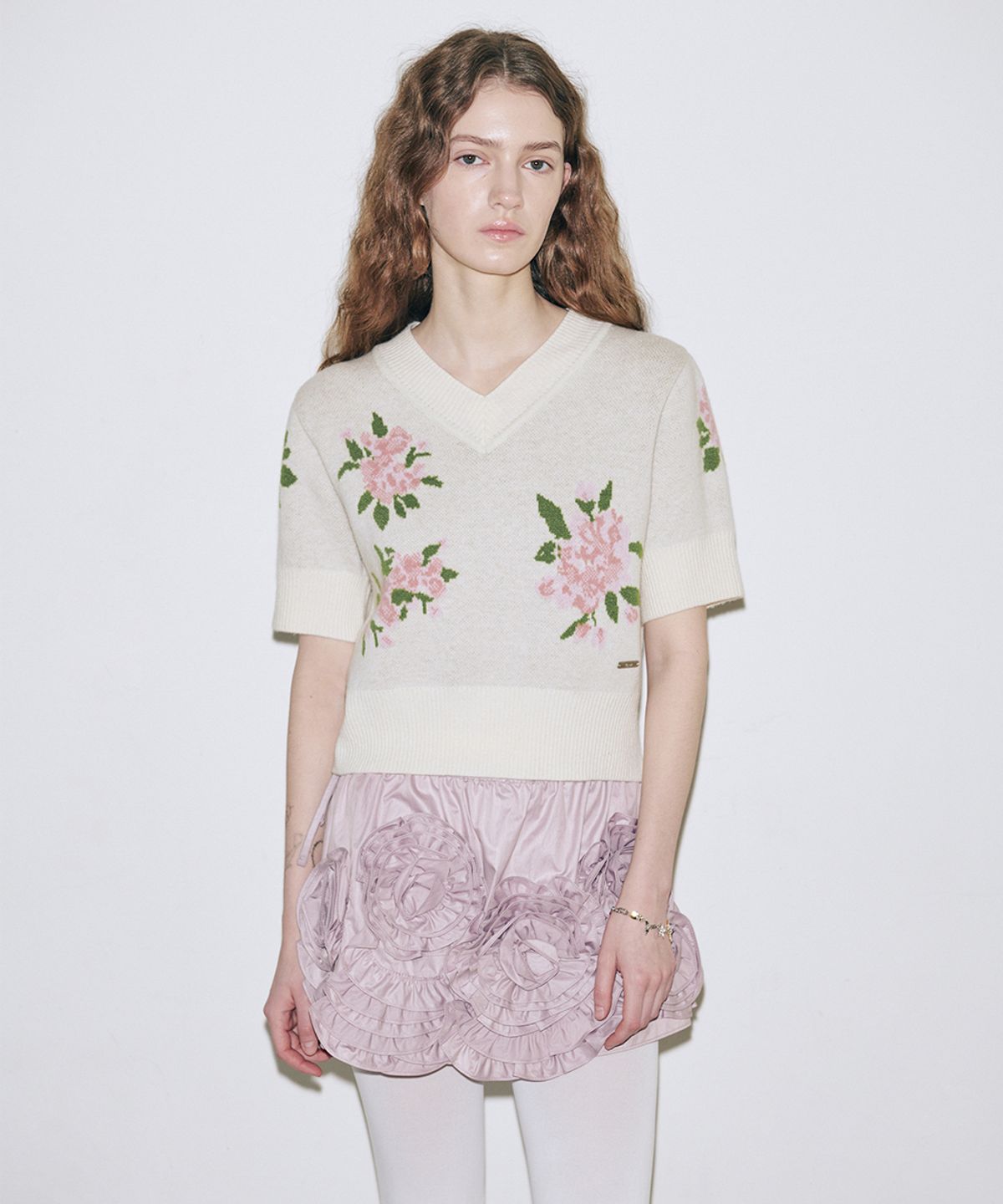 시눈(SINOON) Flower Half Pullover (Ivory)