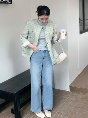 PONY wide denim pants_BLUE