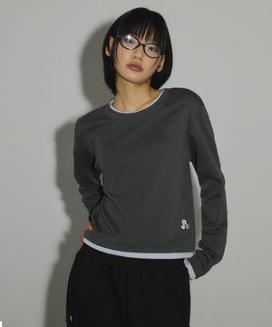 컬러 레이어드 버튼 롱 슬리브[차콜]