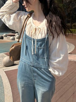 SIMEEZ overall denim pants_BLUE