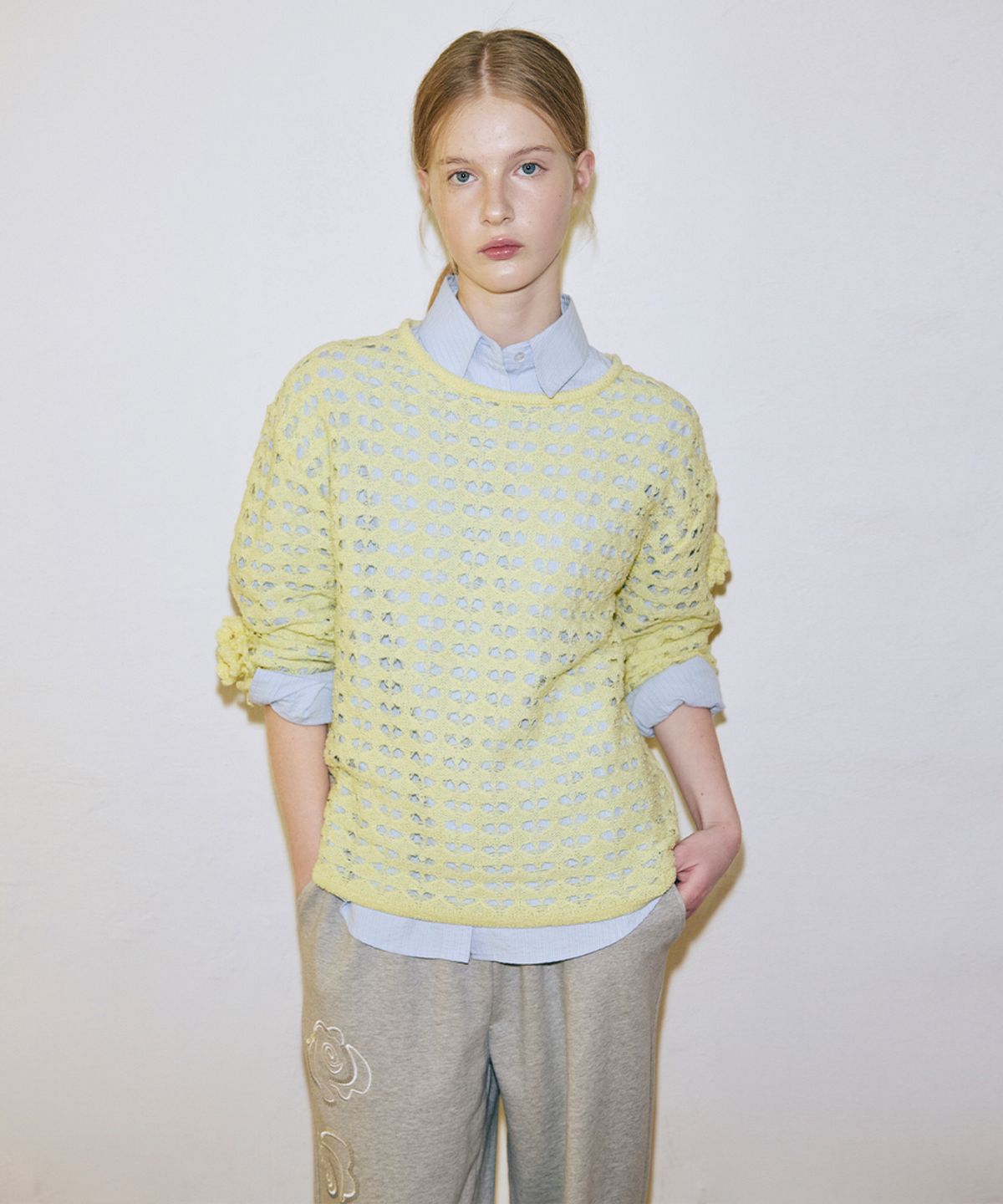 시눈(SINOON) Flower Crochet Knit (Lime)