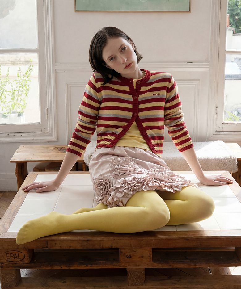 Stripe Crop Cardigan (Red)