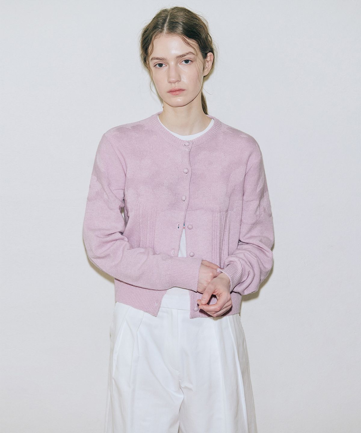 시눈(SINOON) Reverse Flower Cardigan (Pink)