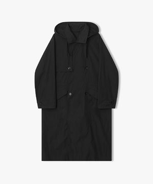 [26SS] LMS20701 블랙 경량 후디 롱 트렌치코트