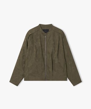 [26SS] LMS32701 카키 페이크 레더 플리츠 볼륨 점퍼