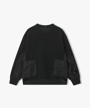 [26SS] LMS41706 블랙 텍스쳐믹스 우븐포켓 티셔츠