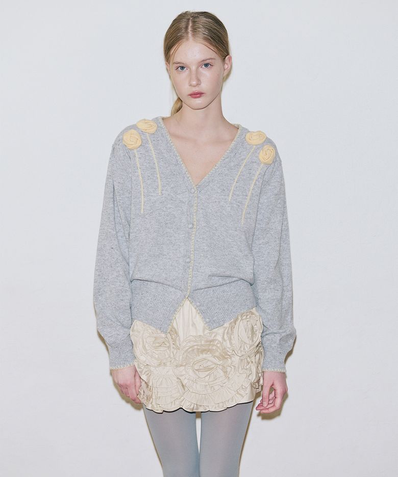 Rose Drizzle Cardigan (Light Grey)