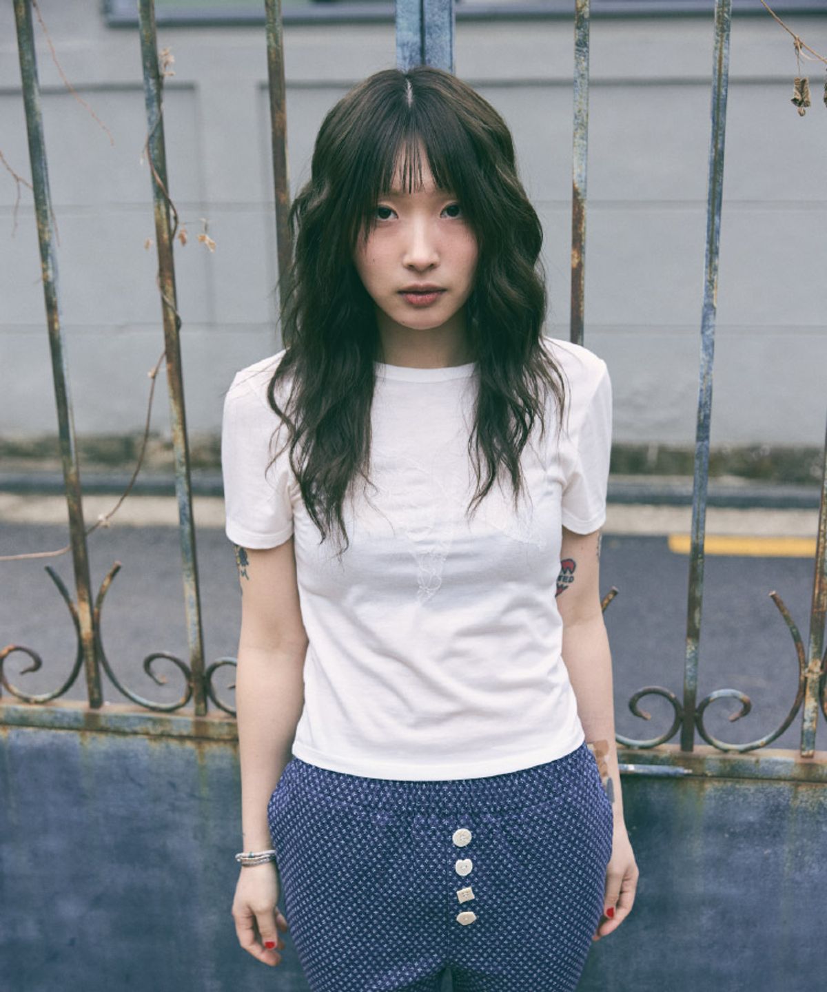 구월십일(GUWOLSIBIL) LACE PATCH SHORT-SLEEVED TOP WHITE
