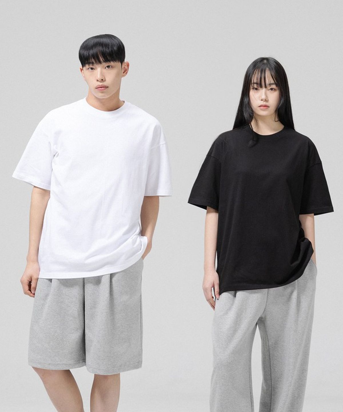그랜피니(GRANFINNY) 오버핏 무지 라운드 반팔티
