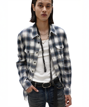 슬러지 체크 셔츠 블랙