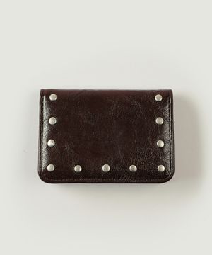 크랙 스터드 카드 월렛 - 브라운