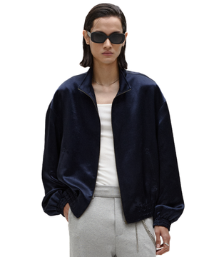 베일 새틴 블루종 점퍼 다크 네이비