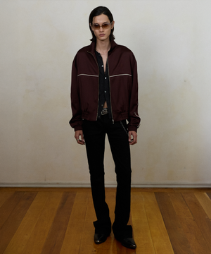 베스퍼 비스코스 새틴 트랙 자켓 버건디