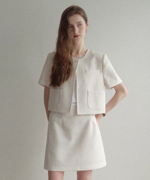 One tweed Crop jacket (아이보리)