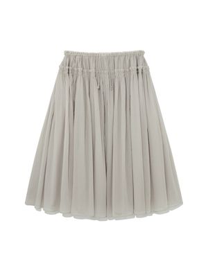 LACE STRING GATHERED LONG SKIRT (GRAY)