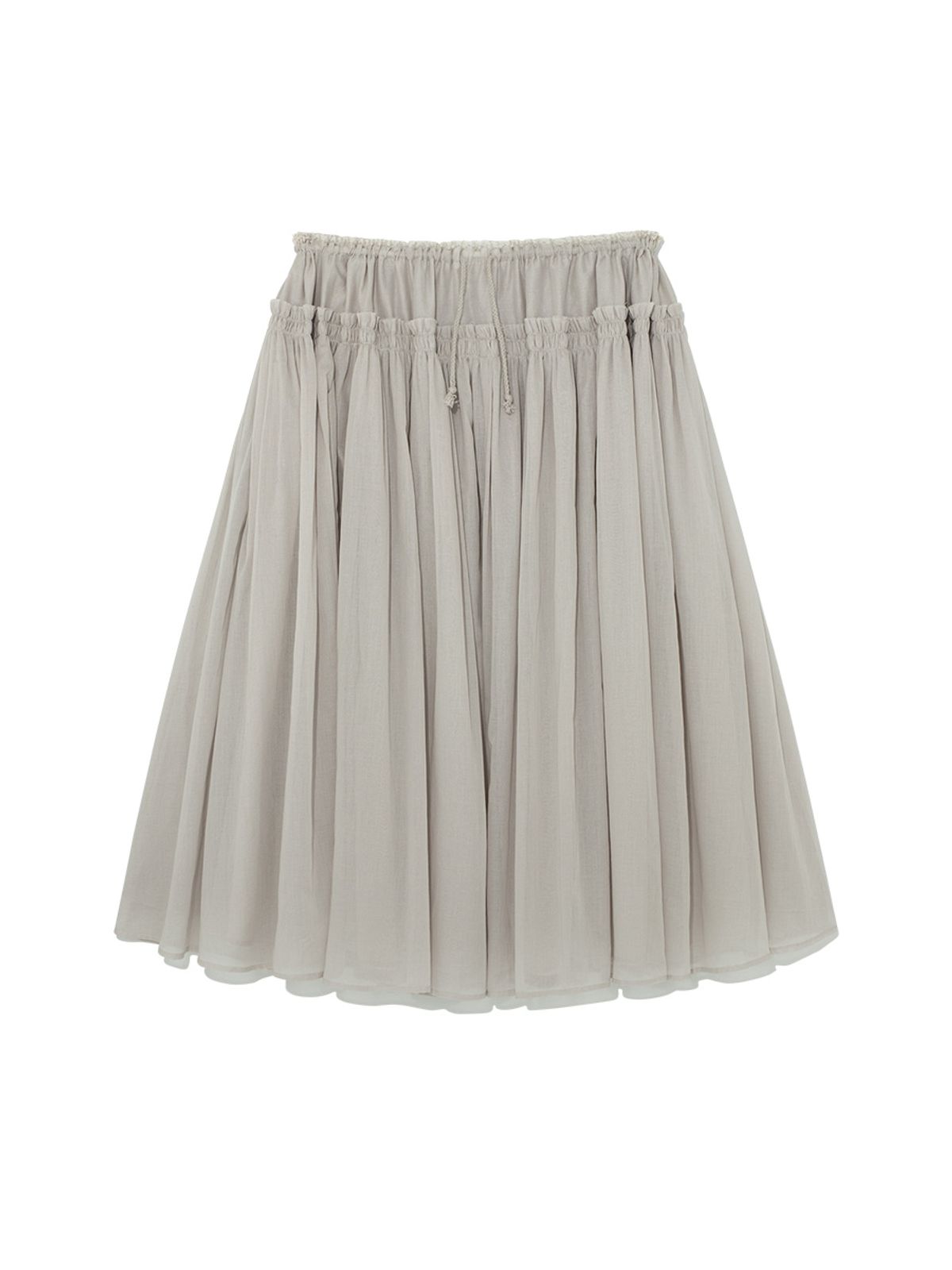 글로니(GLOWNY) LACE STRING GATHERED LONG SKIRT (GRAY)