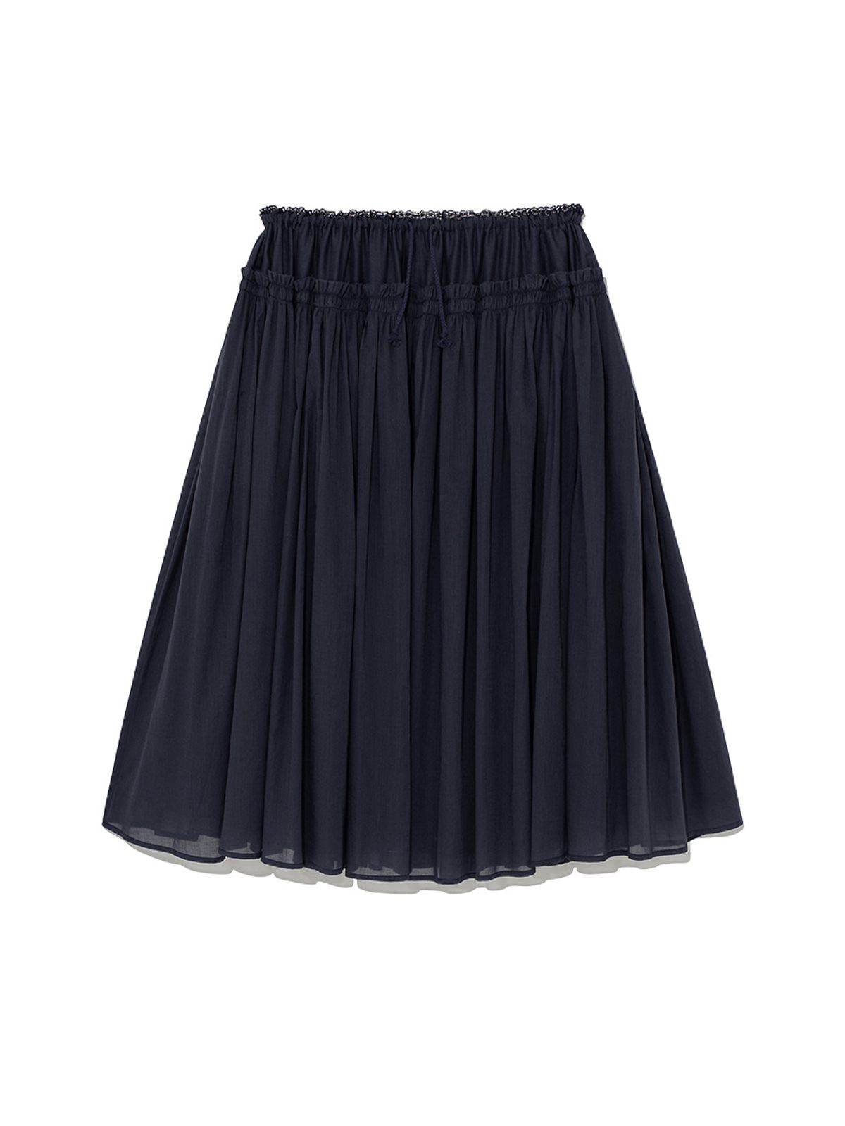 글로니(GLOWNY) LACE STRING GATHERED LONG SKIRT (NAVY)