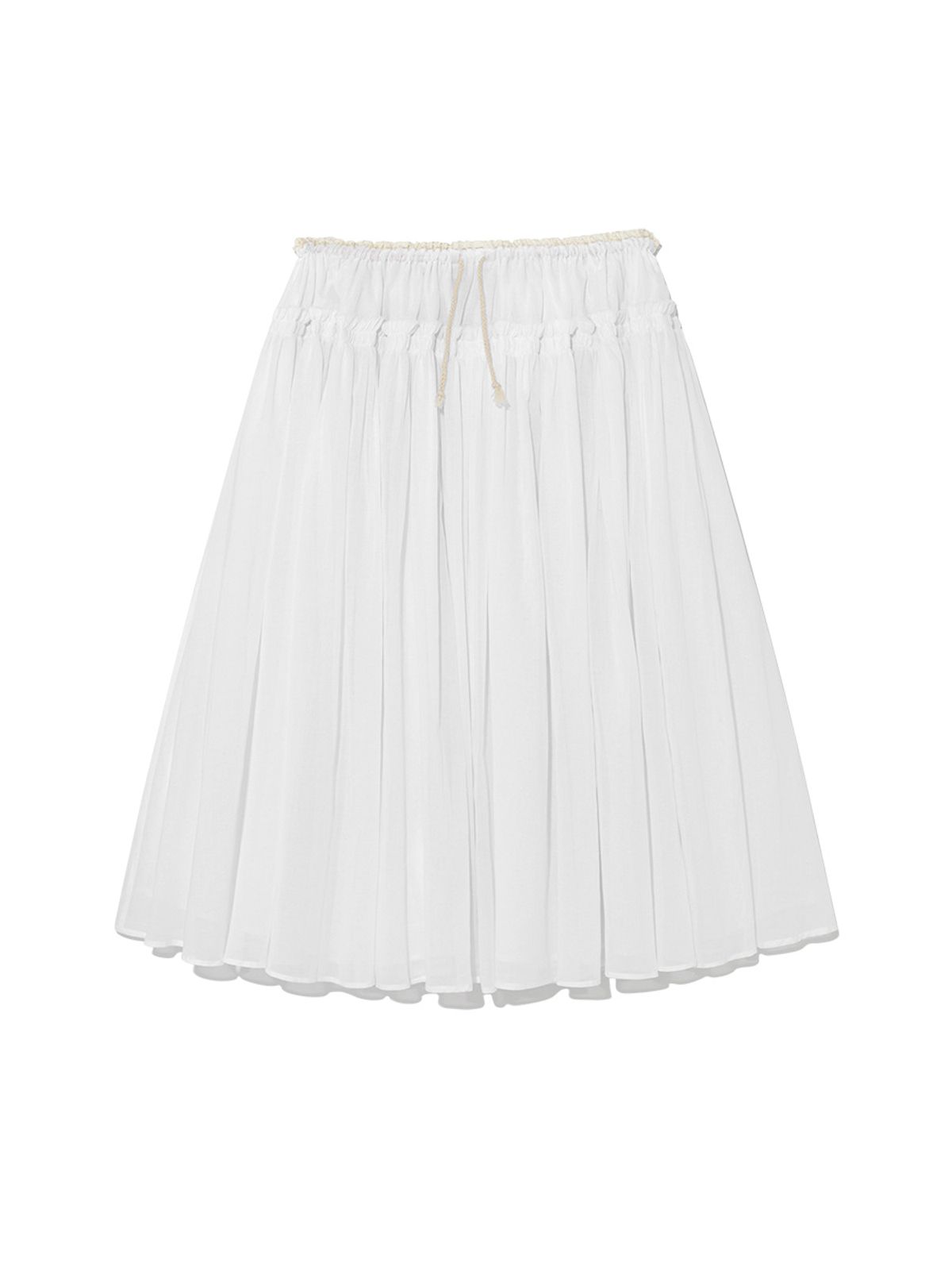 글로니(GLOWNY) LACE STRING GATHERED LONG SKIRT (WHITE)