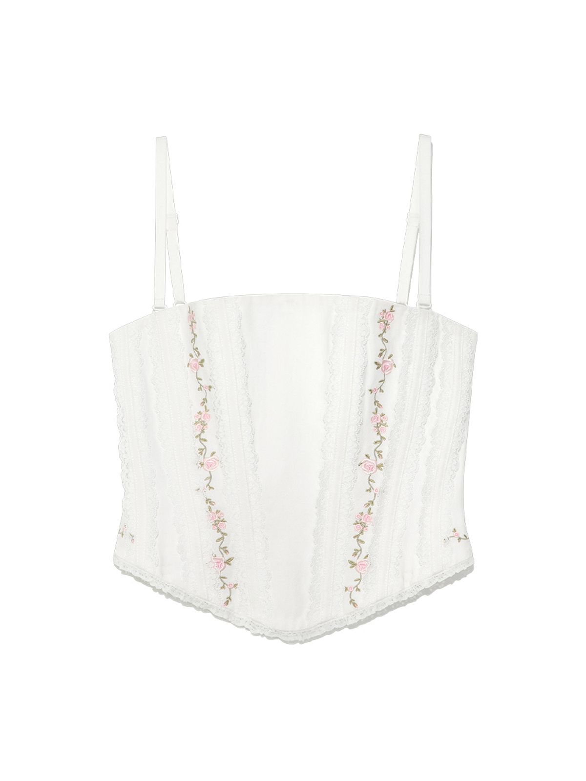 글로니(GLOWNY) LACE ROSE CORSET TOP (WHITE)