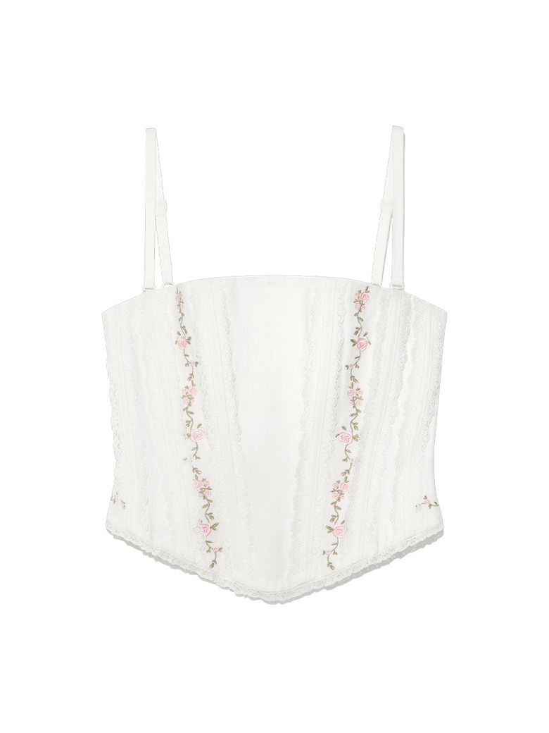LACE ROSE CORSET TOP (WHITE)