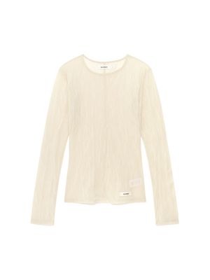 SHEER LONG SLEEVE TOP (BEIGE)